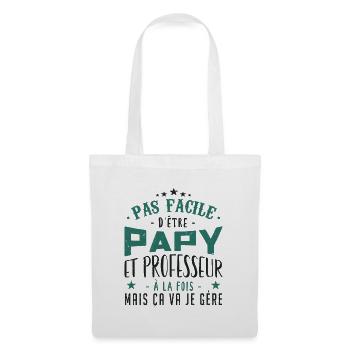 Papy et professeur | cadeau - Sac en tissu - blanc - Devant