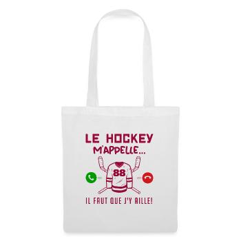 le hockey m'appelle il faut que j'y aille ! cadeau - Sac en tissu - blanc - Devant