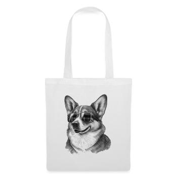 Cooler Corgi mit Sonnenbrille - Stoffbeutel - Weiß - Vorne