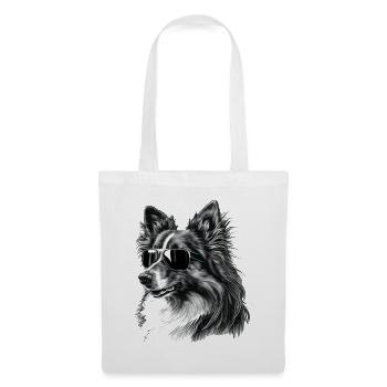 Cooler Shetland-Schäferhund mit Sonnenbrille - Stoffbeutel - Weiß - Vorne
