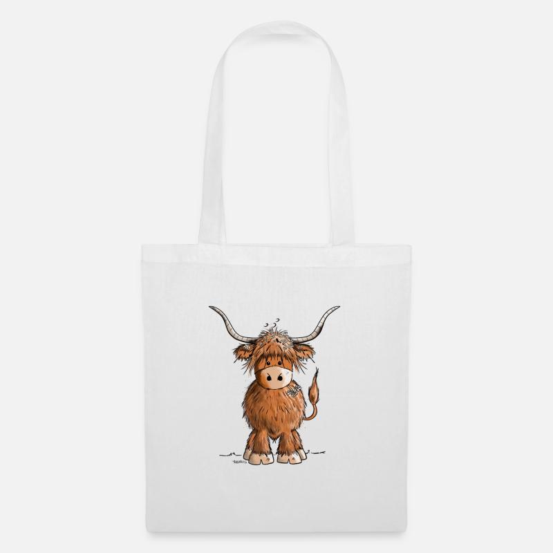 Droll Scottish Highland Cattle - Tote Bag - white
