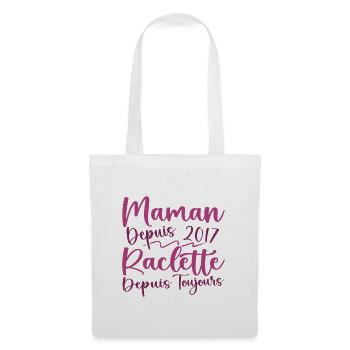 Maman depuis 2017 Raclette depuis toujours, Cadeau - Sac en tissu - blanc - Devant