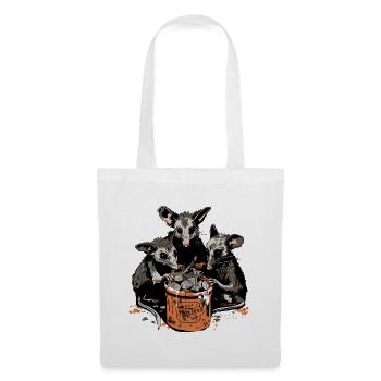 Opossums, die Müll aus einem Mülleimer essen - Stoffbeutel - Weiß - Vorne
