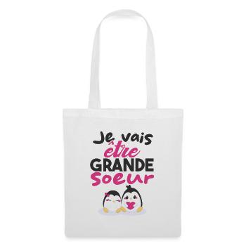 Future Grande Sœur | Annonce Grande Soeur Cadeau - Sac en tissu - blanc - Devant