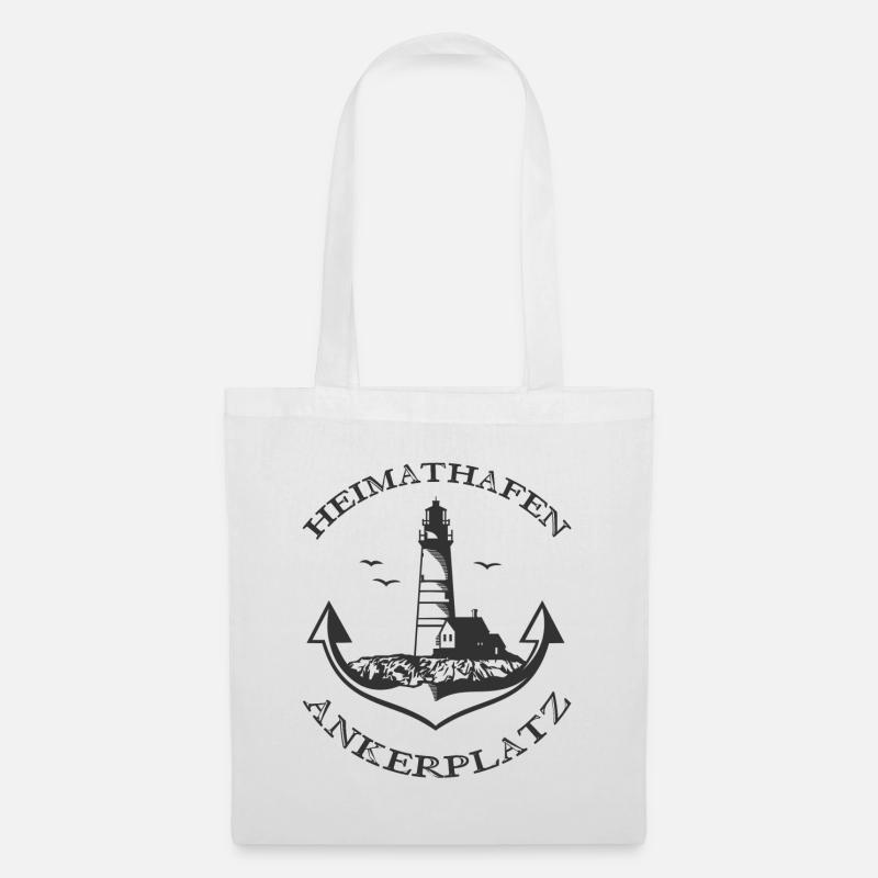 Heimathafen Ankerplatz Leuchtturm Schiff Anker - Stoffbeutel - Weiß