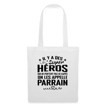 Parrain Super Héros Cadeau Humour Parrain - Sac en tissu - blanc - Devant
