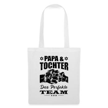 Papa und Tochter das perfekte Team Spruch - Stoffbeutel - Weiß - Vorne