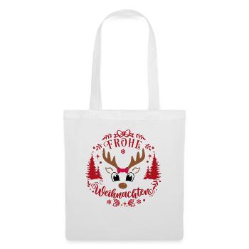 Frohe Weihnachten ein Elch Rentier - Stoffbeutel - Weiß - Vorne