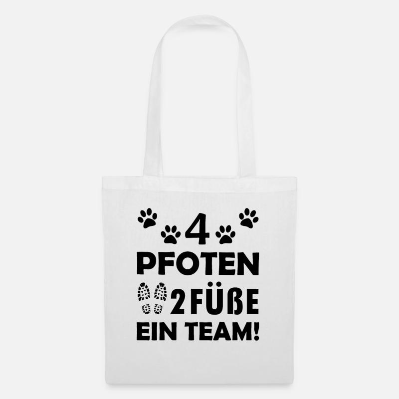 Vier Pfoten zwei Füße ein Team Hunde Sprüche - Stoffbeutel - Weiß