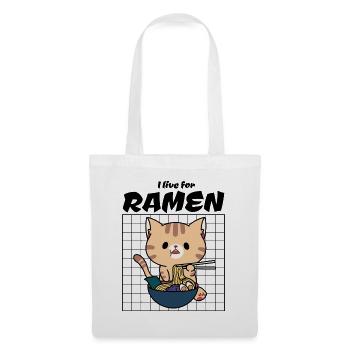 Chat mangeant les ramen japonais à la soupe de nouilles - Sac en tissu - blanc - Devant