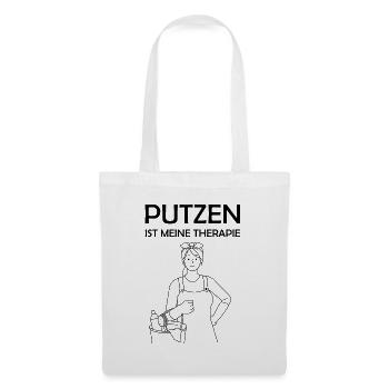 Putzen ist meine Therapie lustige Putzfrau Sprüche - Stoffbeutel - Weiß - Vorne