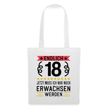 18 Jahre alt Volljährig Erwachsen werden - Stoffbeutel - Weiß - Vorne