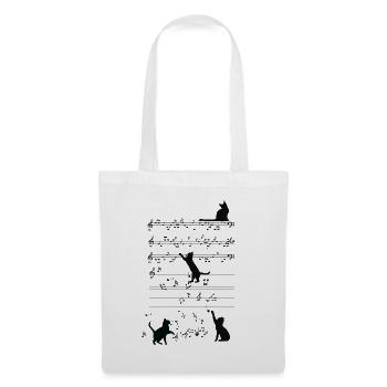 Cats on Music Notes Katzen auf Musik Noten - Stoffbeutel - Weiß - Vorne