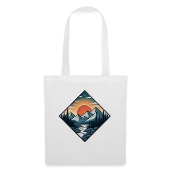 Vintage Illustration Mountains by Sunset in Forest - Tote Bag - white - Front