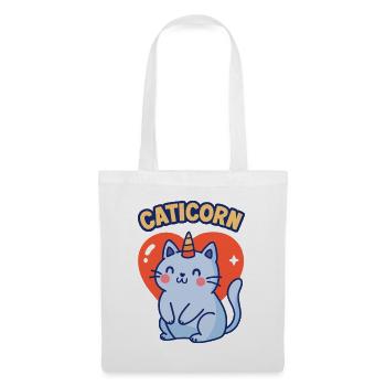 Cute Caticorn funny Unicorn Cat with Love Heart - Stoffbeutel - Weiß - Vorne