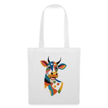 Funny colorful Cow lustige bunte kuh - Stoffbeutel - Weiß - Vorne