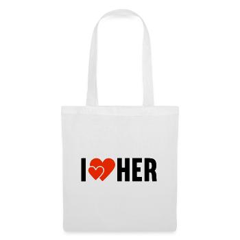 I love her Ich liebe Sie die Liebe - Stoffbeutel - Weiß - Vorne