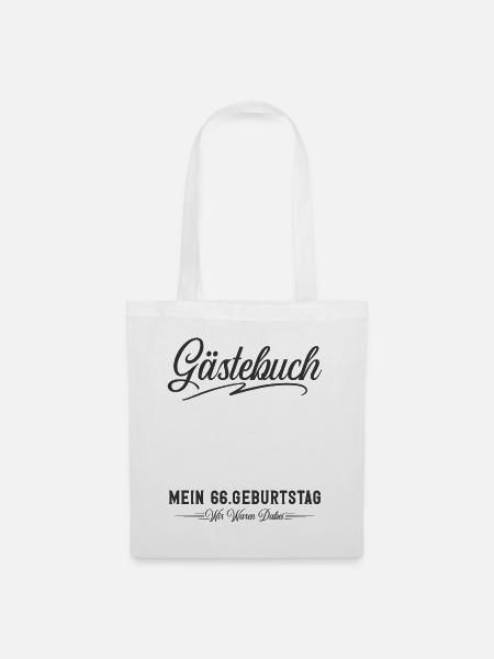 66. Geburtstag Gästebuch - Stoffbeutel - Weiß