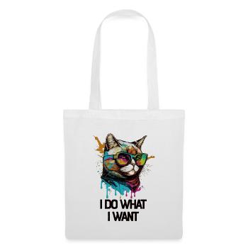 I Do What I Want Katze mit Sonnenbrille - Stoffbeutel - Weiß - Vorne