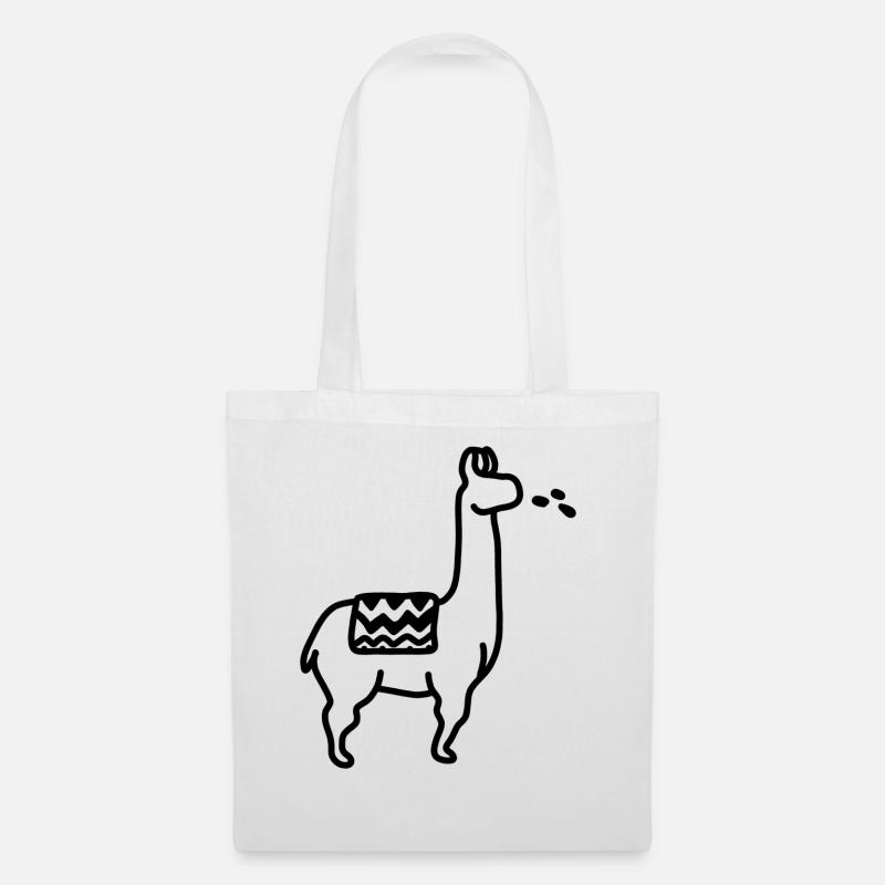Lama Spucken - Stoffbeutel - Weiß