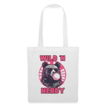 Bear with pink chewing gum and sunglasses - Tote Bag - white - Front