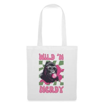 Gorilla mit Sonnenbrille und Kaugummi Pink - Stoffbeutel - Weiß - Vorne