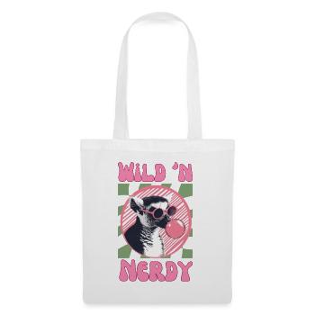 Lémurien avec lunettes de soleil et chewing-gum rose - Sac en tissu - blanc - Devant