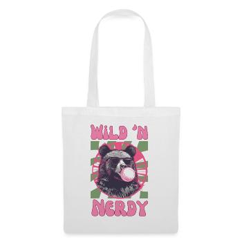 Bear with pink chewing gum and sunglasses - Tote Bag - white - Front