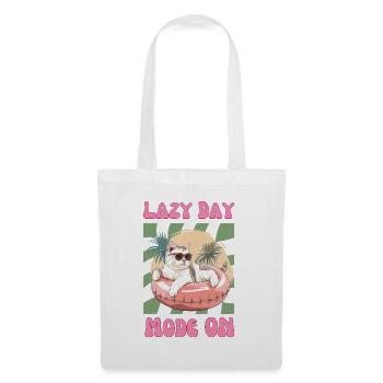 Chat avec des lunettes de soleil en anneau de natation rose - Sac en tissu - blanc - Devant