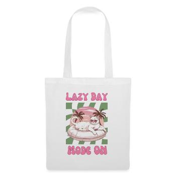 Chat avec des lunettes de soleil en anneau de natation rose - Sac en tissu - blanc - Devant