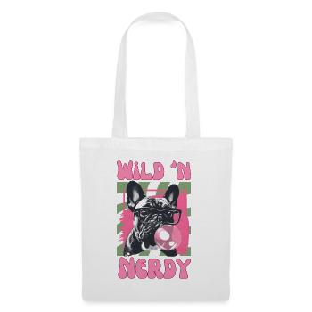 French bulldog with glasses and chewing gum - Tote Bag - white - Front