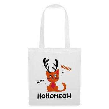 HohoMeow - Chat de Noël Idée cadeau Christmas - Sac en tissu - blanc - Devant