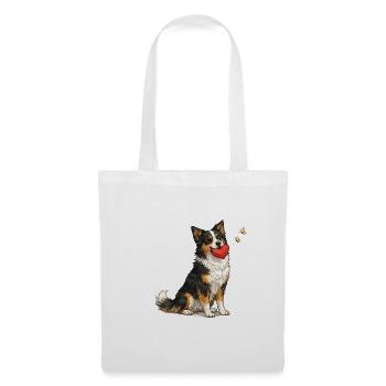 Border Collie Dog with Heart and Cuddle - Tote Bag - white - Front