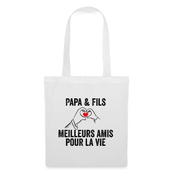 Papa Et Fils Meilleurs Amis Pour La Vie | Cadeau - Sac en tissu - blanc - Devant