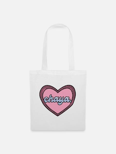 Chaya Herz Pop-Art Pink - Stoffbeutel - Weiß