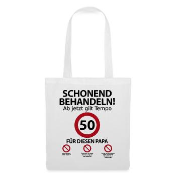 50 Geburtstag Papa Vater Geburtstagsgeschenk - Stoffbeutel - Weiß - Vorne