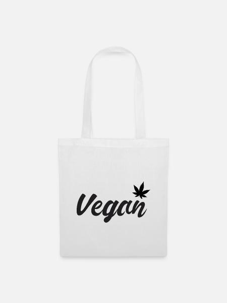 Vegan cannabis leaf - Stoffbeutel - Weiß