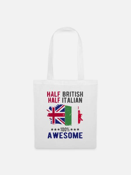 Halb Brite Halb Italiener - Stoffbeutel - Weiß