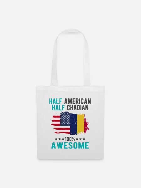 Halb Amerikaner Halb Tschader - Stoffbeutel - Weiß