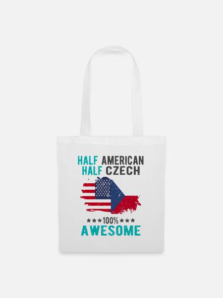 Halb Amerikaner Halb Tscheche - Stoffbeutel - Weiß
