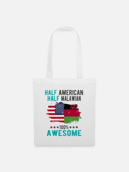 Halb Amerikaner Halb Malawi - Stoffbeutel - Weiß