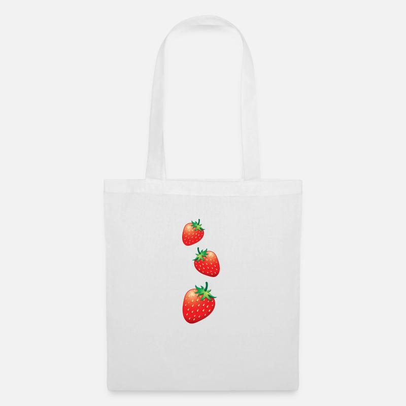 3 Erdbeeren gehen runter - Stoffbeutel - Weiß