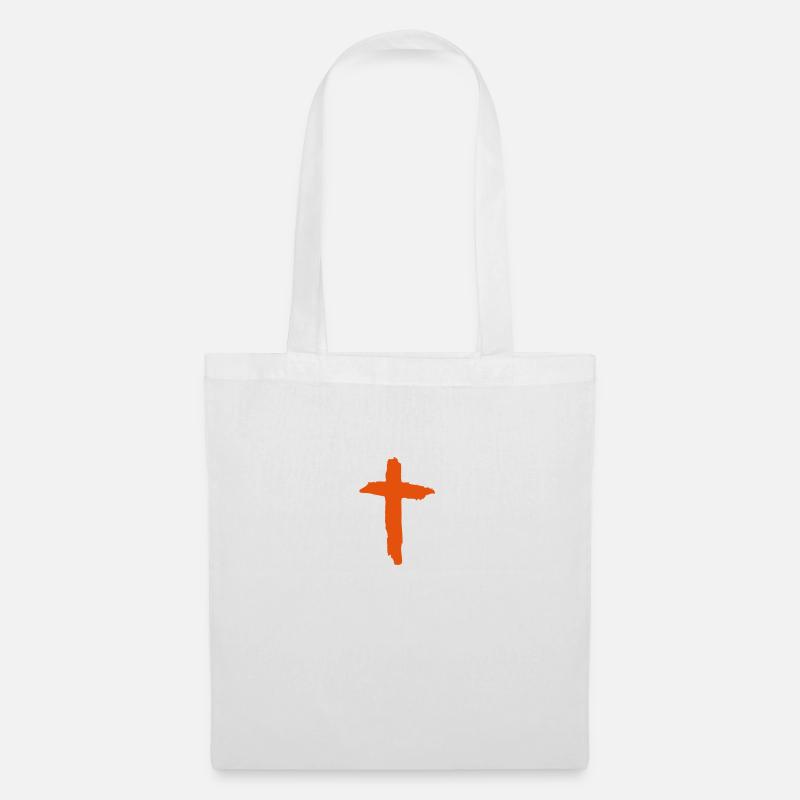 Kreuz Orange - Stoffbeutel - Weiß