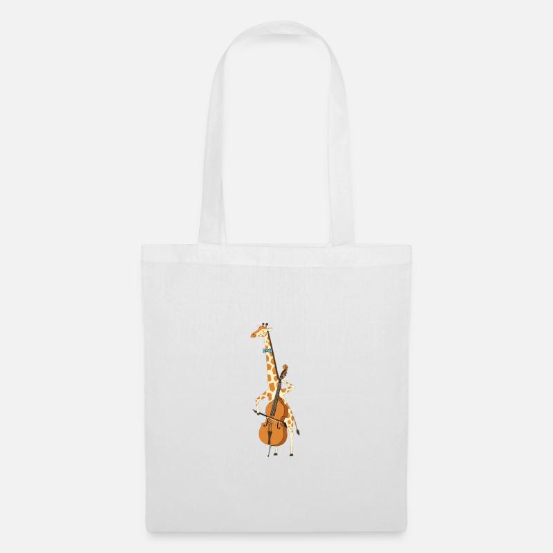 Giraffenmusiker mit Cello - Stoffbeutel - Weiß