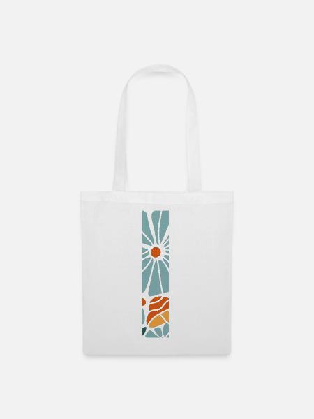 Buchstabe i Blumen groovy Geschenkidee - Stoffbeutel - Weiß