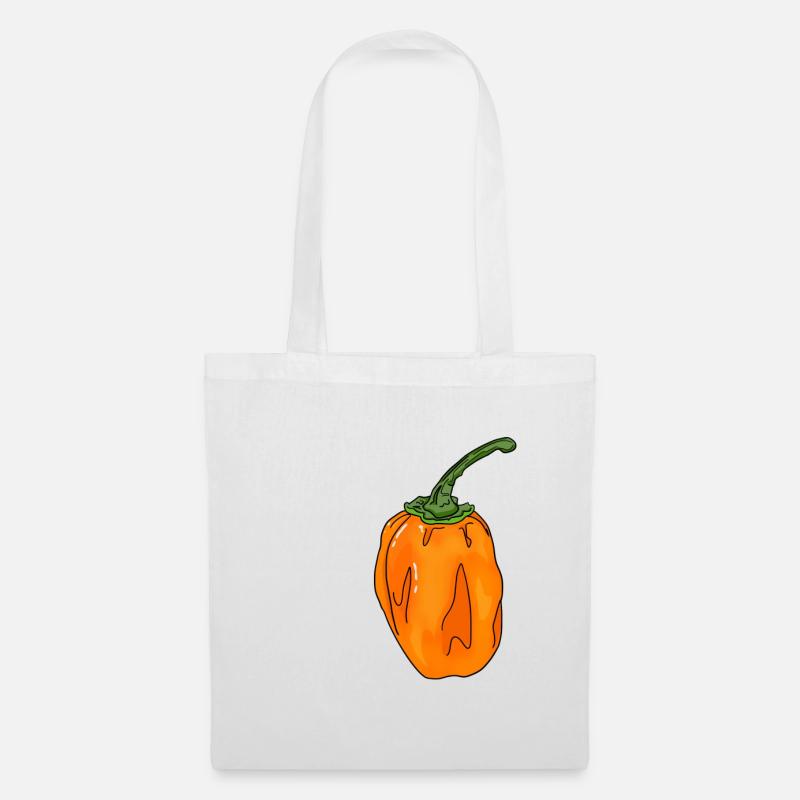 Chili Pepper Chilischote Habanero Essen Scharf - Stoffbeutel - Weiß