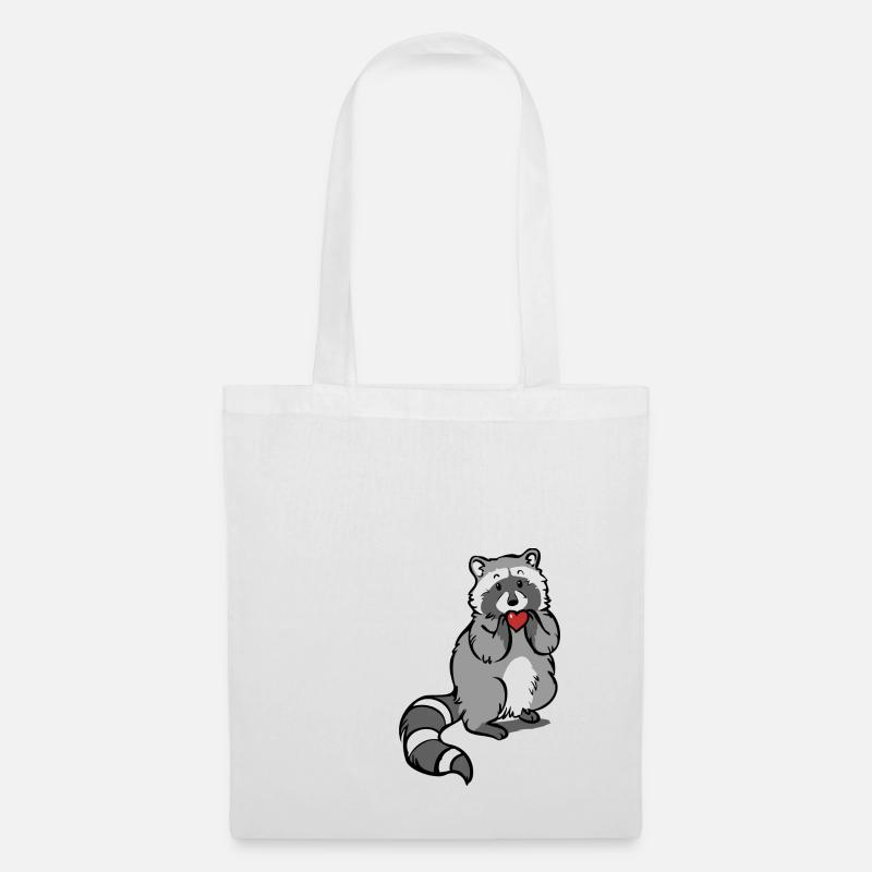 Waschbär mit Herz - Stoffbeutel - Weiß
