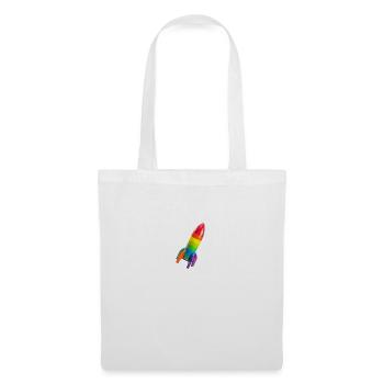 Eine bunte Rakete auf einer geneigten Flugbahn - Stoffbeutel - Weiß - Vorne