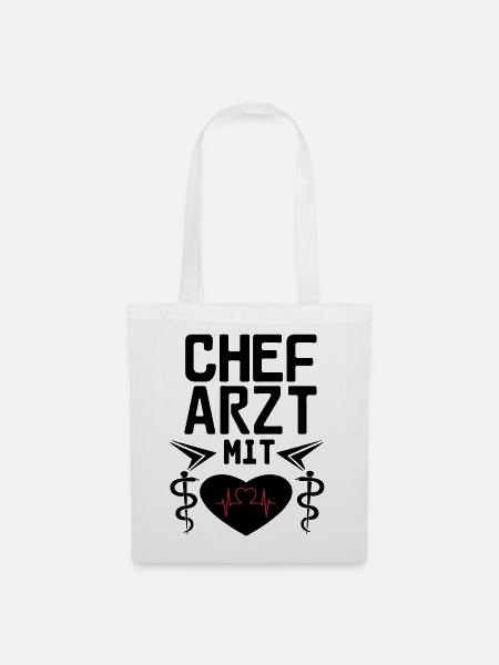 Chefarzt mit Herz Geschenk - Stoffbeutel - Weiß