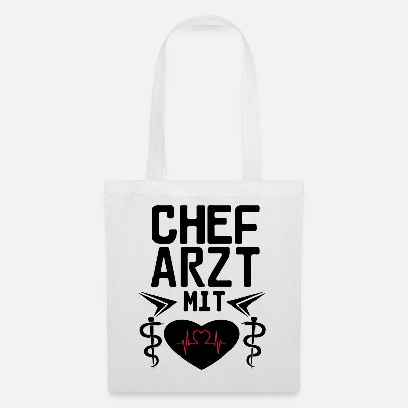 Chefarzt mit Herz Geschenk - Stoffbeutel - Weiß